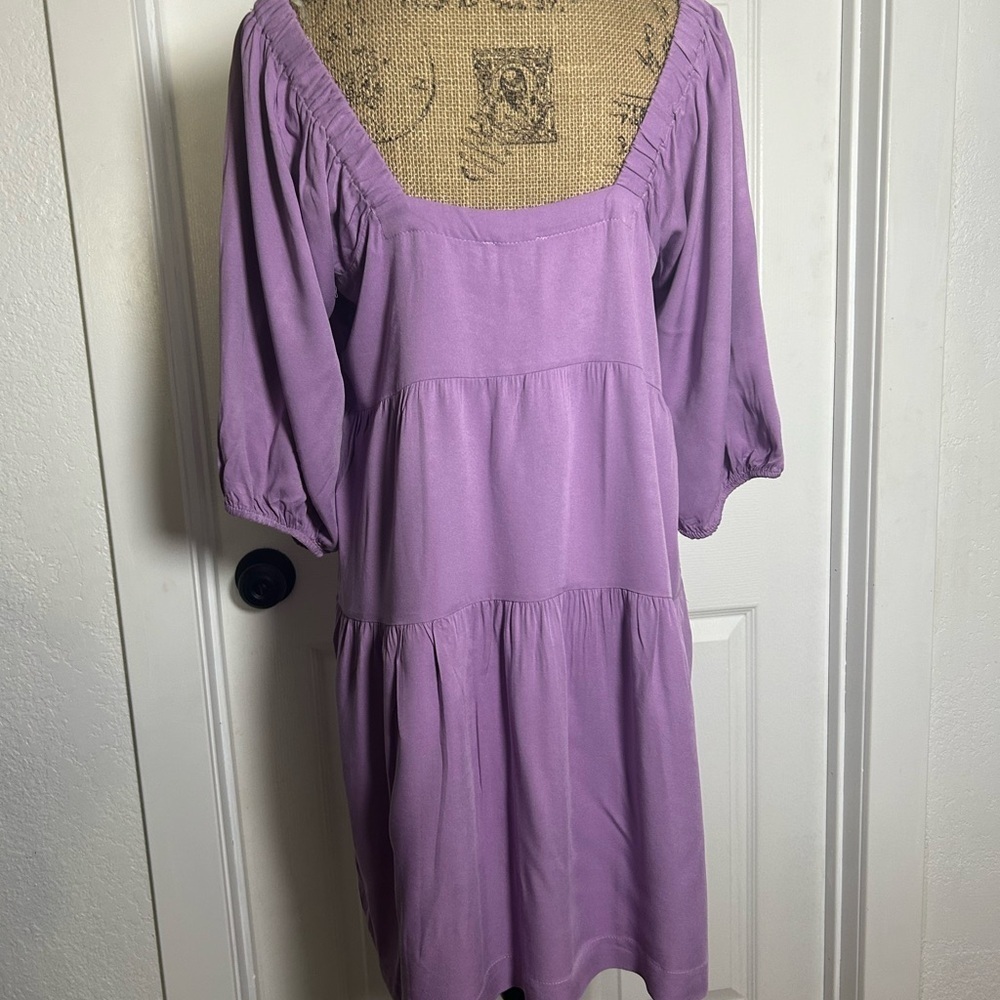 Shinestar Purple Pleated Sundress with Puff Sleeves - Picture 4 of 6